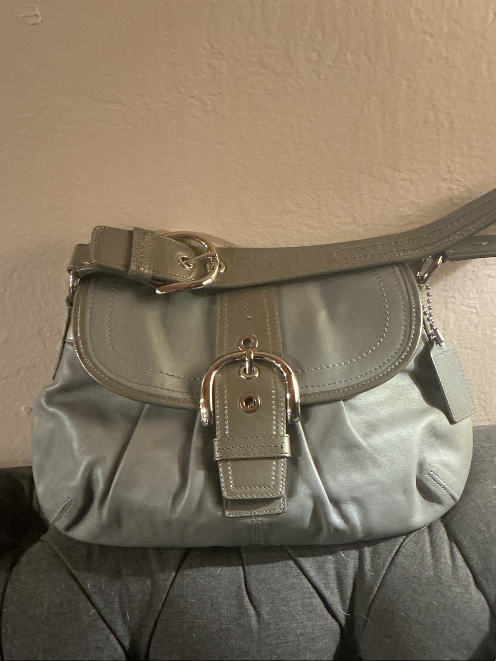 Coach Grey and silverShoulder Bag with Silver Hardware